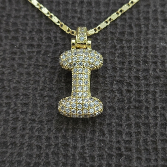 Gemelli👭 Puffy Pave Cubic Zirconia💎 Letter "I" Initial Pendant Necklace - NWT - Picture 11 of 16